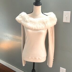 White House Black Market WHBM Fur sweater NWOT size medium